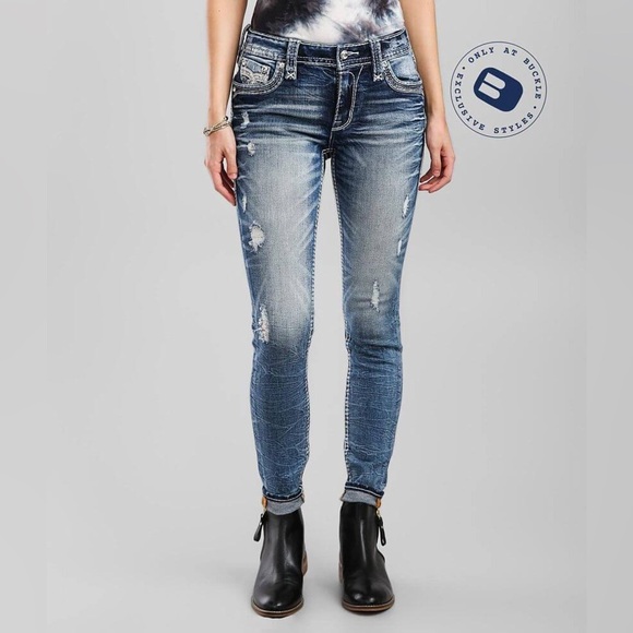 Rock Revival Beet Red Mid-Rise Skinny Stretch Jean - Picture 15 of 16